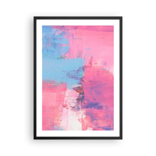 Poszter fehér keretben - Absztrakt kompozíció rózsaszín és kék árnyalatokban - 50x70cm - Rózsaszín, kék és egy csipetnyi fény - Modern fali dekoráció nappalihoz és hálószobához ARTTOR