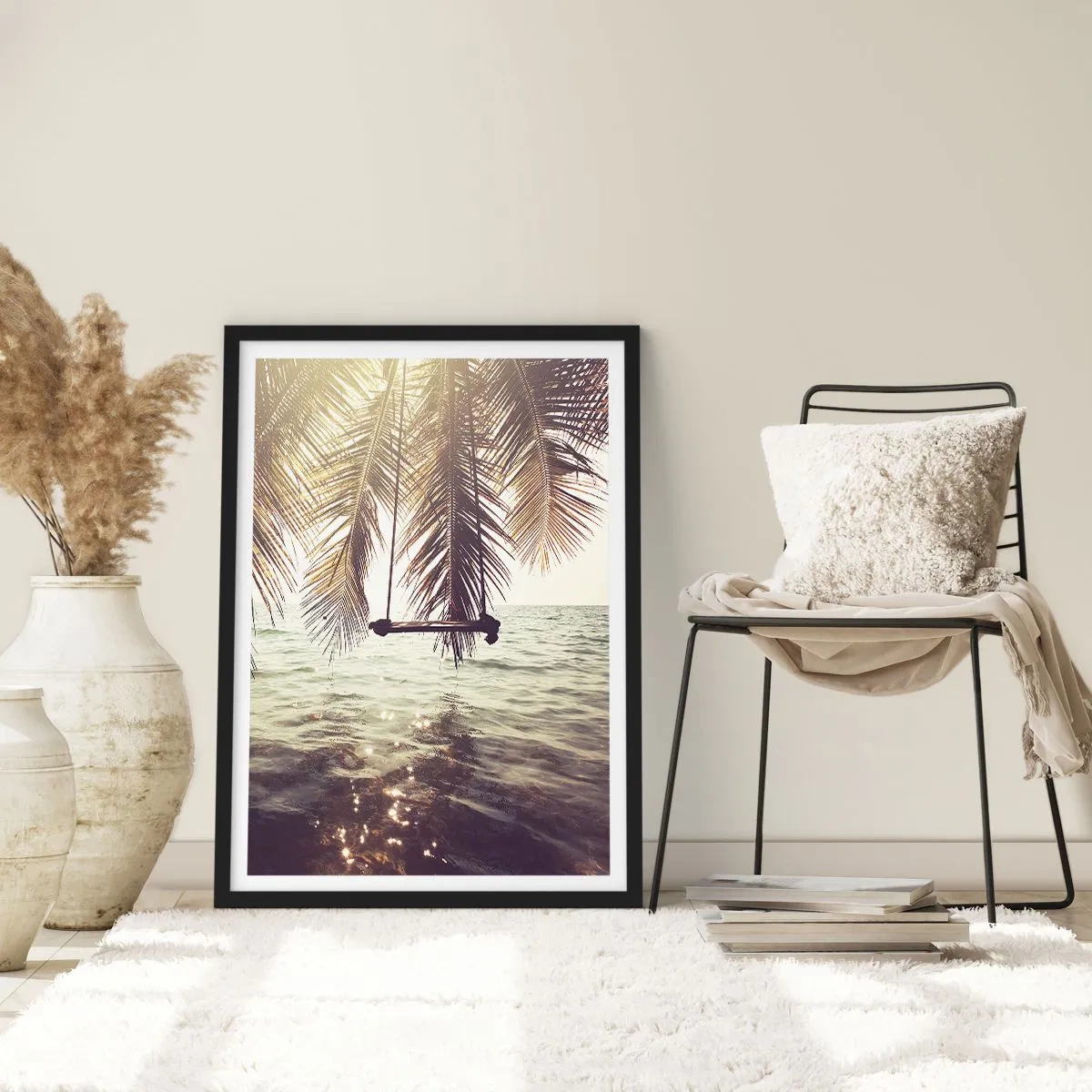 Poszter fehér keretben - Tetszés szerint hintázhat a felhők között - 70x100 cm