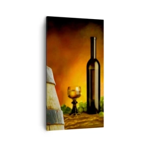 Vászonkép - Csendélet egy üveg borral és egy szőlő fürttel - 45x80 cm