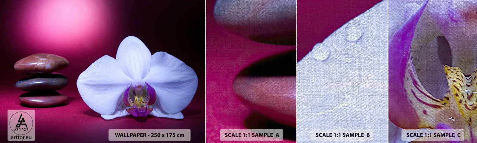 Fotótapéta Minta Premium Canvas - A frissesség tanulmánya lilában - Virágok, Gyógyfürdő, Kövek - 100x30 cm