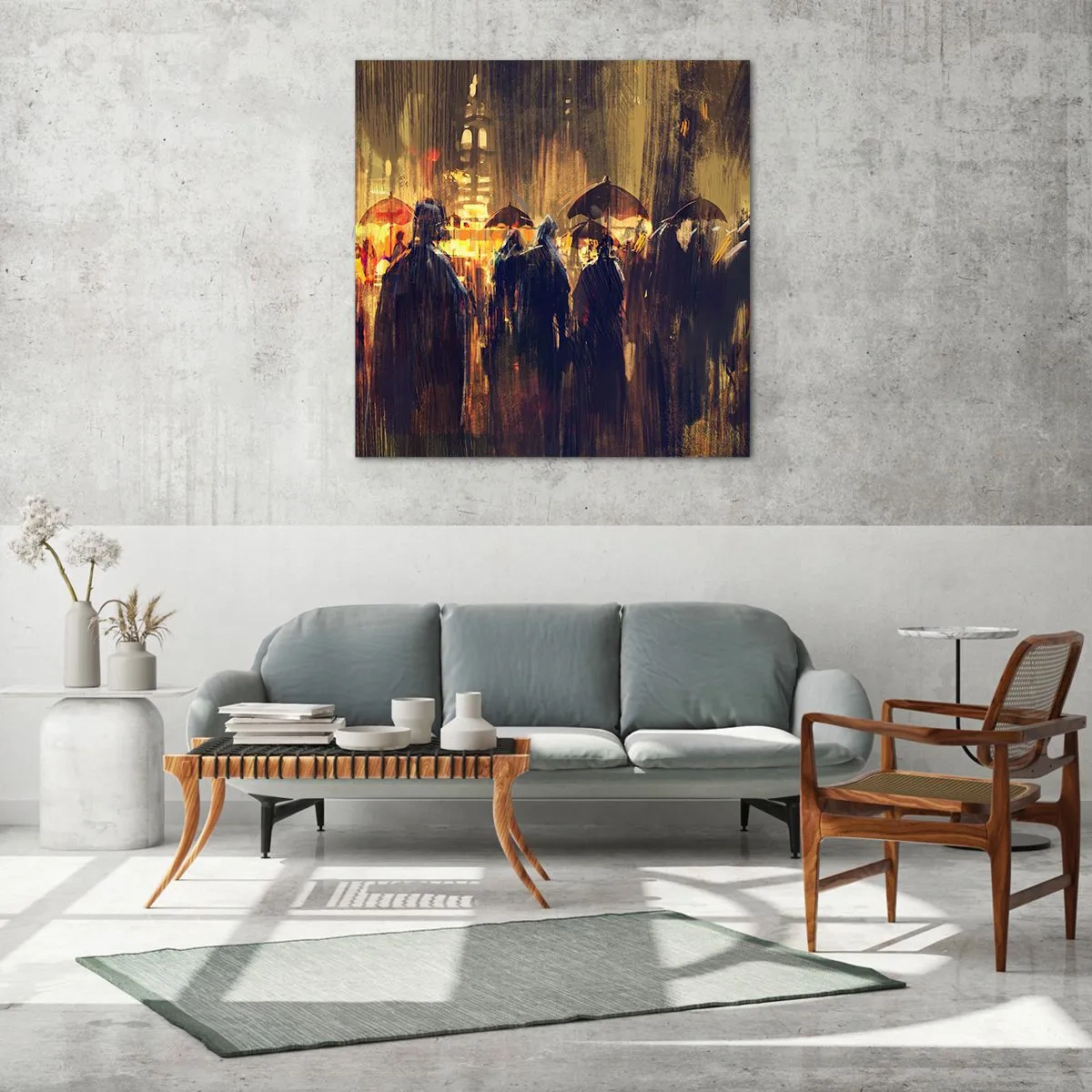 Üveg kép - Az eső imádói - 60x60 cm