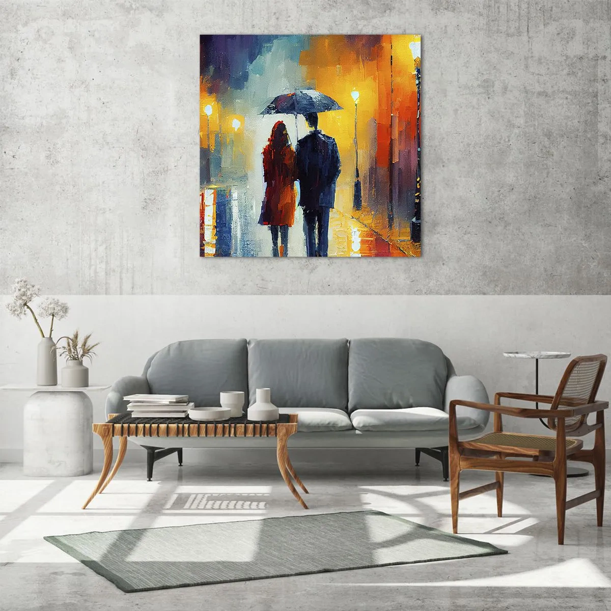 Üveg kép - Együtt - egy színes éjszaka - 70x70 cm
