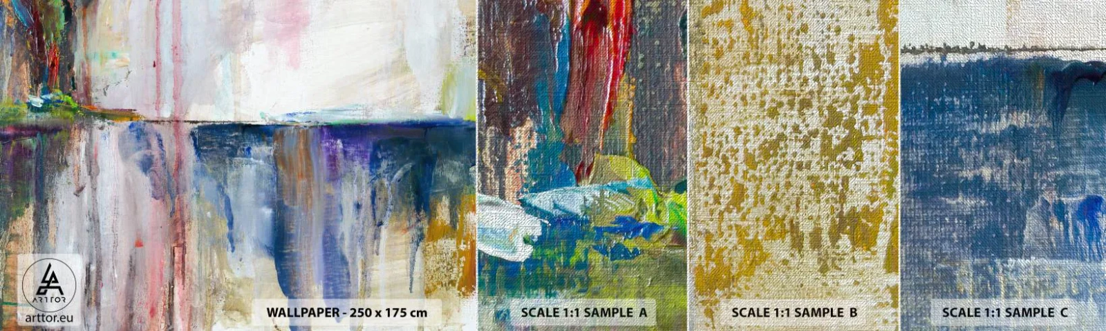 Fotótapéta Minta Premium Canvas - Színes benyomások és társítások - Absztrakció, Darab, Festmény - 100x30 cm