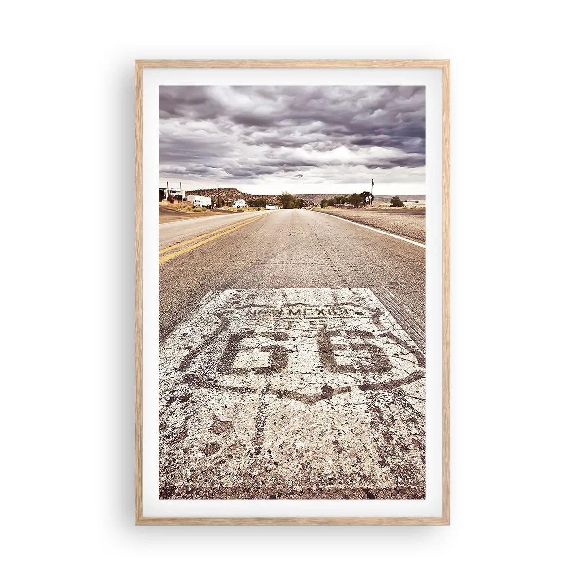 Poszter világos tölgy keretben - Mother Road – amerikai legenda - 61x91 cm