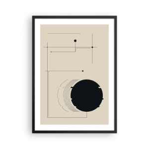 Poszter fehér keretben - Minimalista geometrikus kompozíció bézs alapon - 50x70cm - Ruganyos és dinamikus kompozíció - Modern fali dekoráció nappalihoz és hálószobához ARTTOR