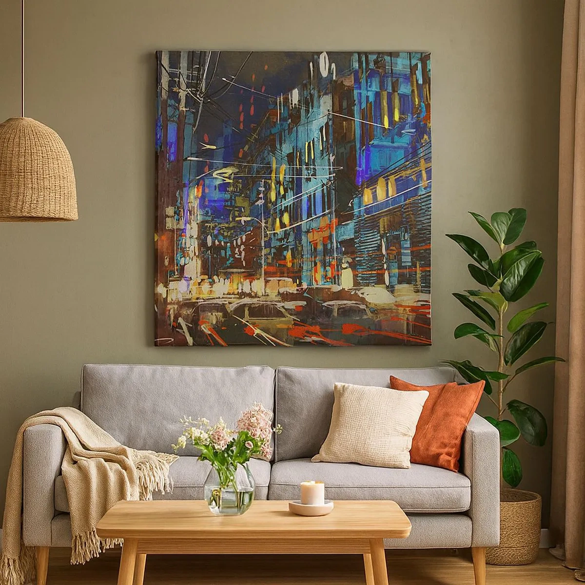 Vászonkép - Esti utcai nyüzsgés - 30x30 cm