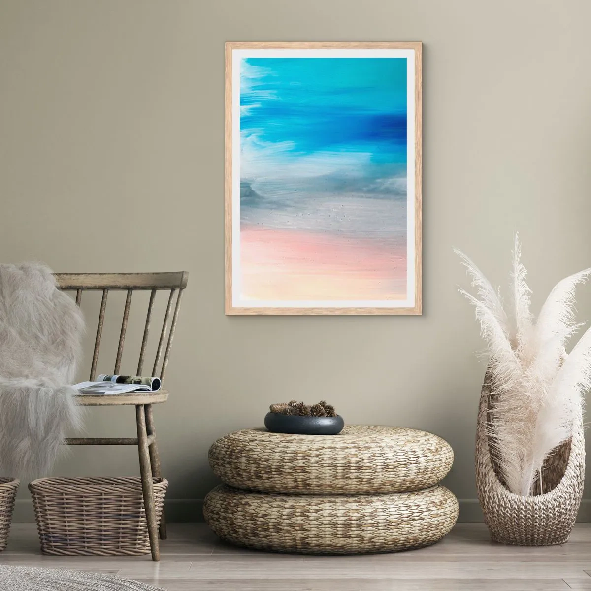 Poszter világos tölgy keretben - Elemek: levegő - 30x40 cm