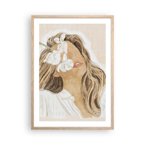 Poszter világos tölgy keretben - A virágok között ujjongva - 50x70 cm