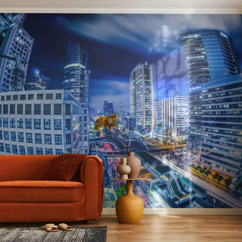 Fotótapéta Premium Canvas - Az éjszakai város ritmusai - Város, Bangkok, Építészet - 300x210 cm