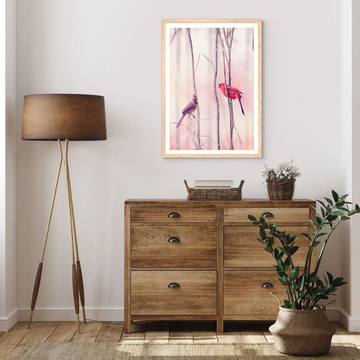 Poszter világos tölgy keretben - Rózsaszín erdő története - 40x50 cm