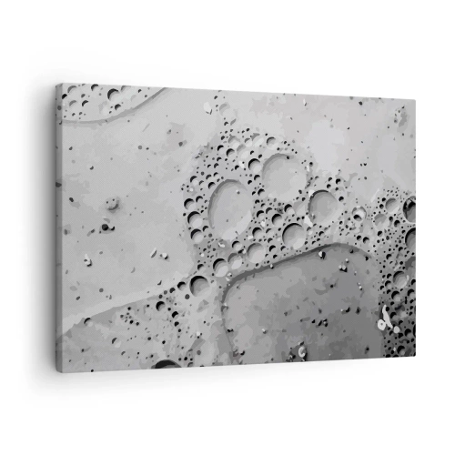 Vászonkép - Fekete-fehér buborékminta minimalista stílusban - 70x50cm - Nyom a habban - Modern fali dekoráció nappalihoz és hálószobához ARTTOR