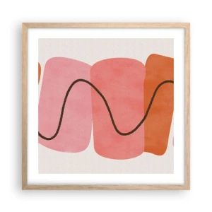 Poszter világos tölgy keretben - Formák szelíd mozgása - 50x50 cm