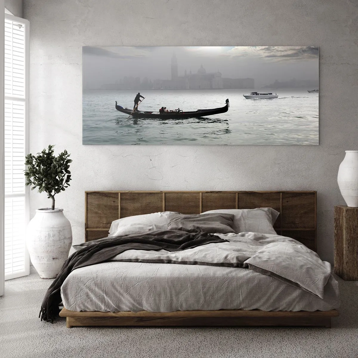 Üveg kép - Egy mesés város vízből és ködből - 140x50 cm