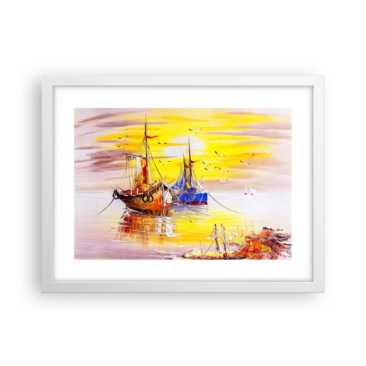 Poszter fekete keretben - Megérdemelt pihenés a kikötőben - 40x30 cm