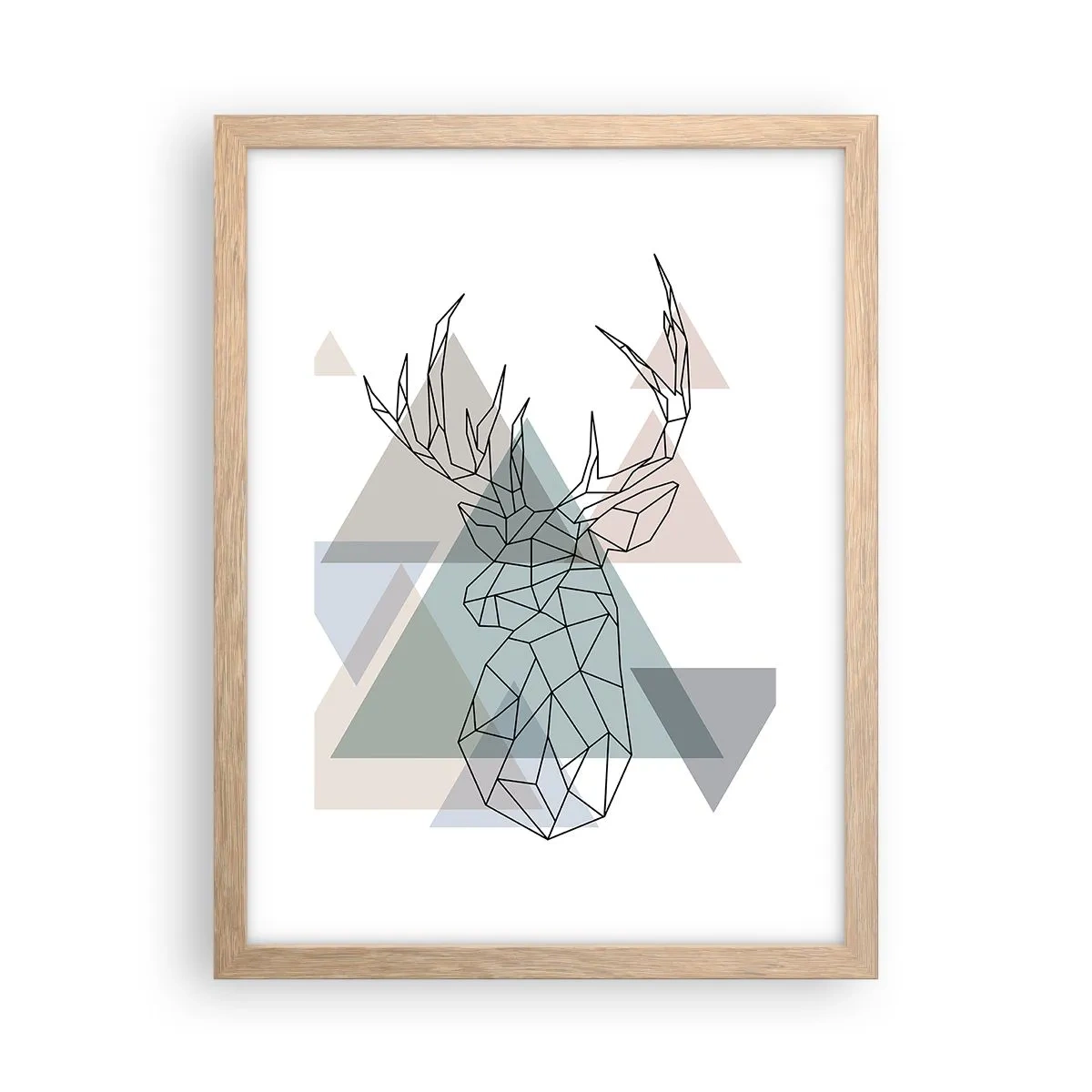Poszter világos tölgy keretben - Egy geometrikus erdőben - 30x40 cm