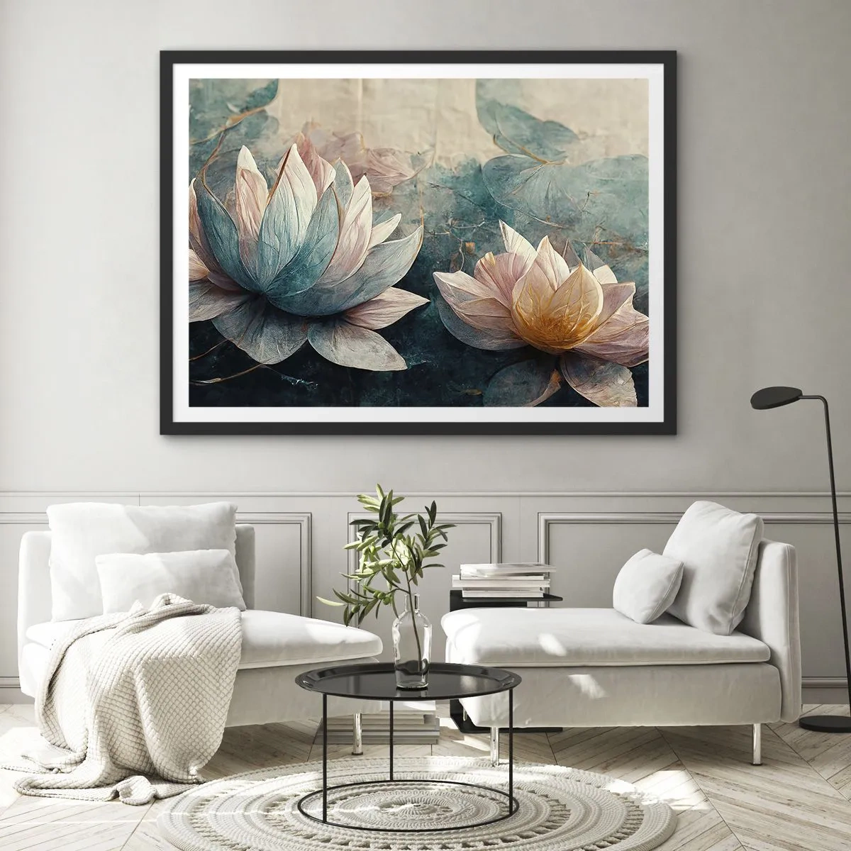 Poszter fehér keretben - Tavi csillagok - 70x50 cm