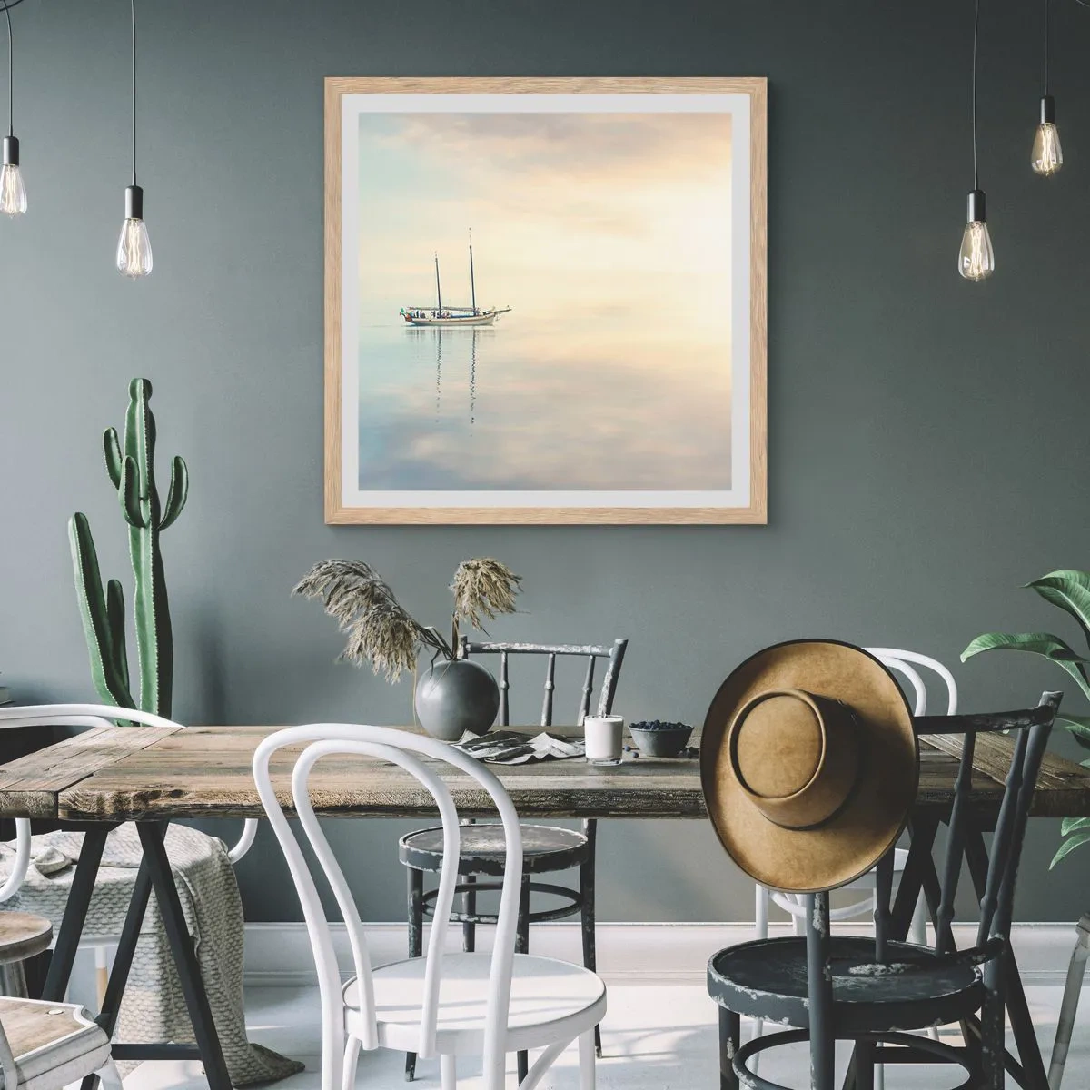 Poszter világos tölgy keretben - A csend tengerében - 40x40 cm