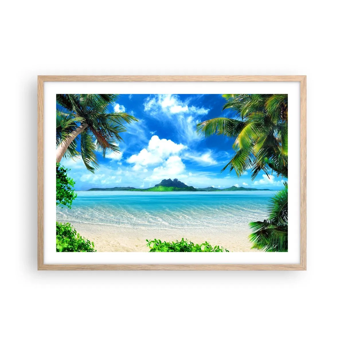 Poszter világos tölgy keretben - A trópusi azúrkék - 70x50 cm