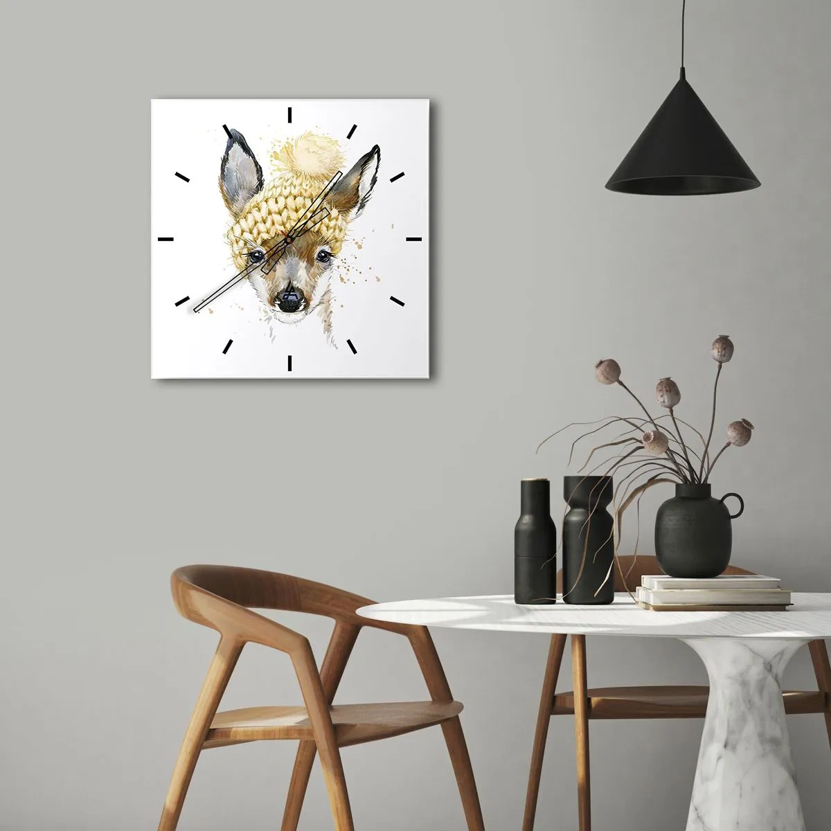 Falióra, Óra - Télre havas erdőben - 30x30 cm