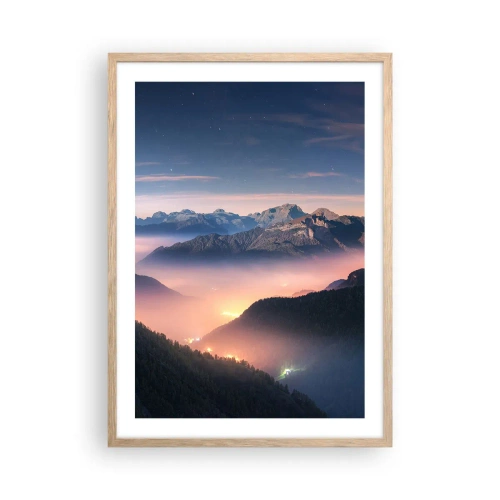 Poszter világos tölgy keretben - Fény a völgyekben - 50x70 cm