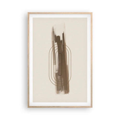 Poszter világos tölgy keretben - Szürke fuvallat - 61x91 cm
