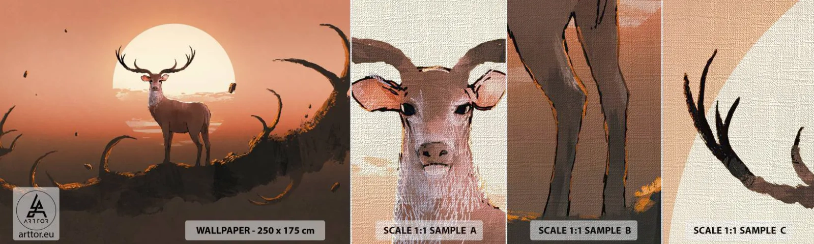Fotótapéta Minta Premium Canvas - Ez az éjszaka nem hasonlít a többihez - Absztrakció, Szarvas, Darab - 100x30 cm