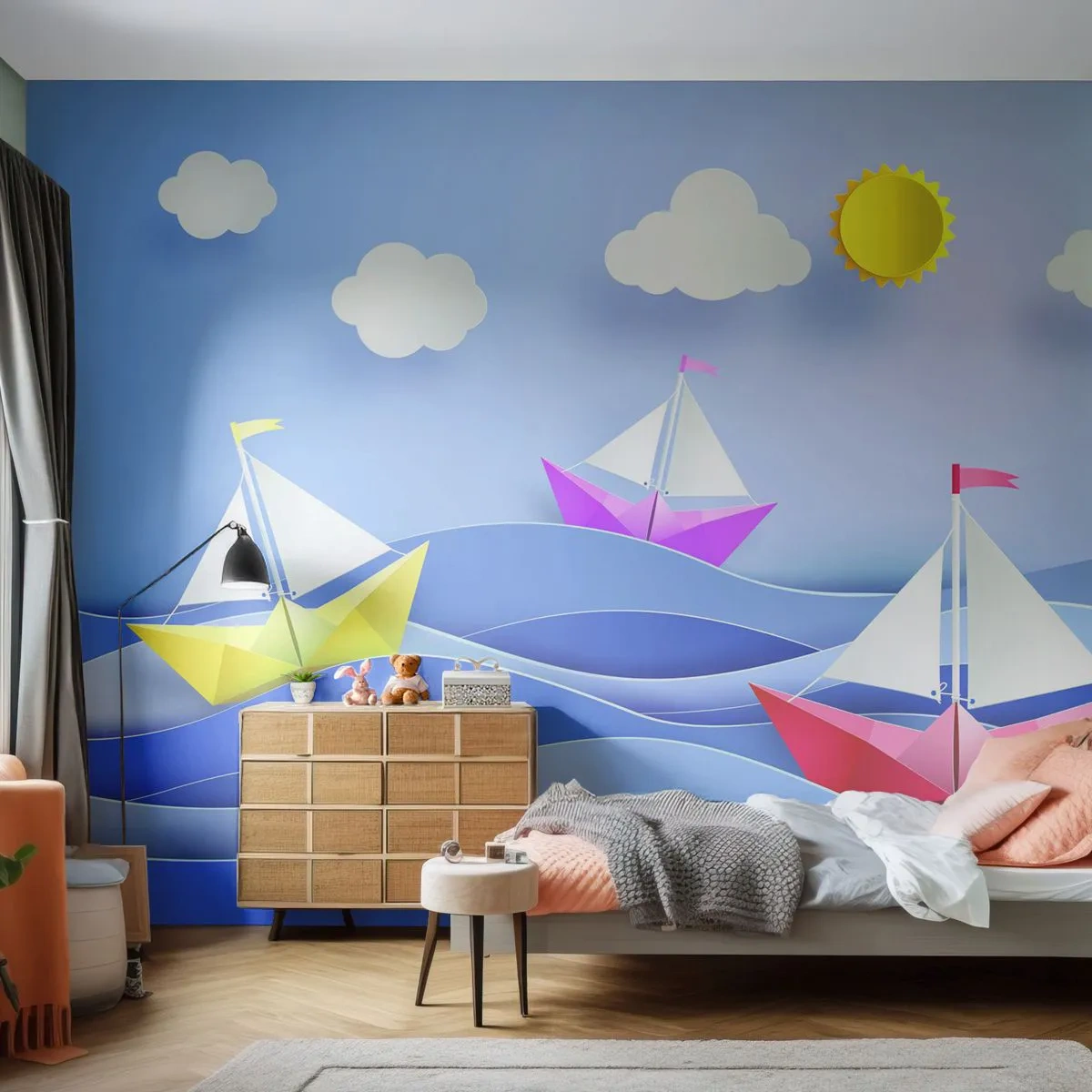 Fotótapéta Standard Eco - Ó, milyen jó hintázni a hullámokban - Gyerekeknek, Tengeri, Łódź - 400x280 cm