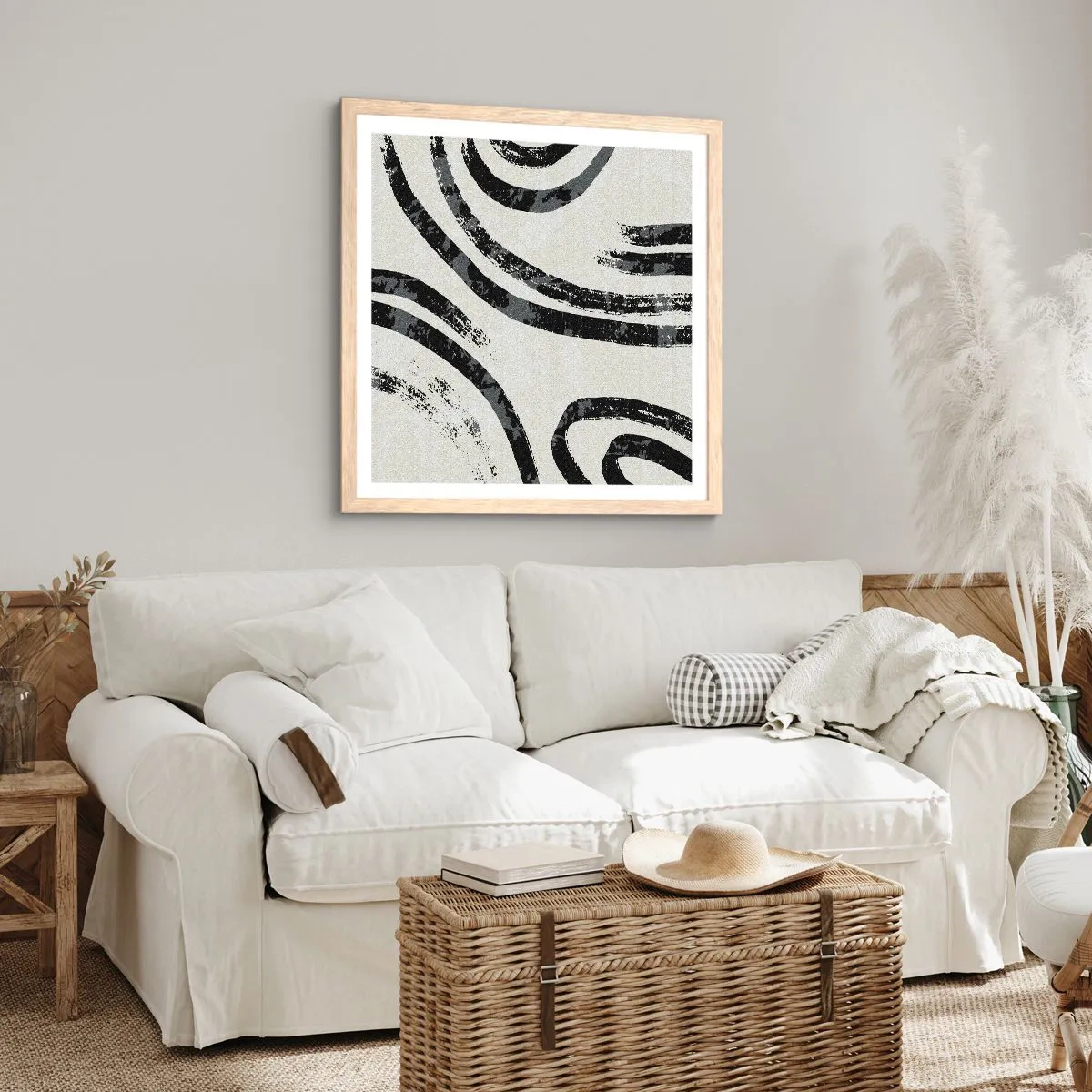 Poszter világos tölgy keretben - Félig megállt - 60x60 cm