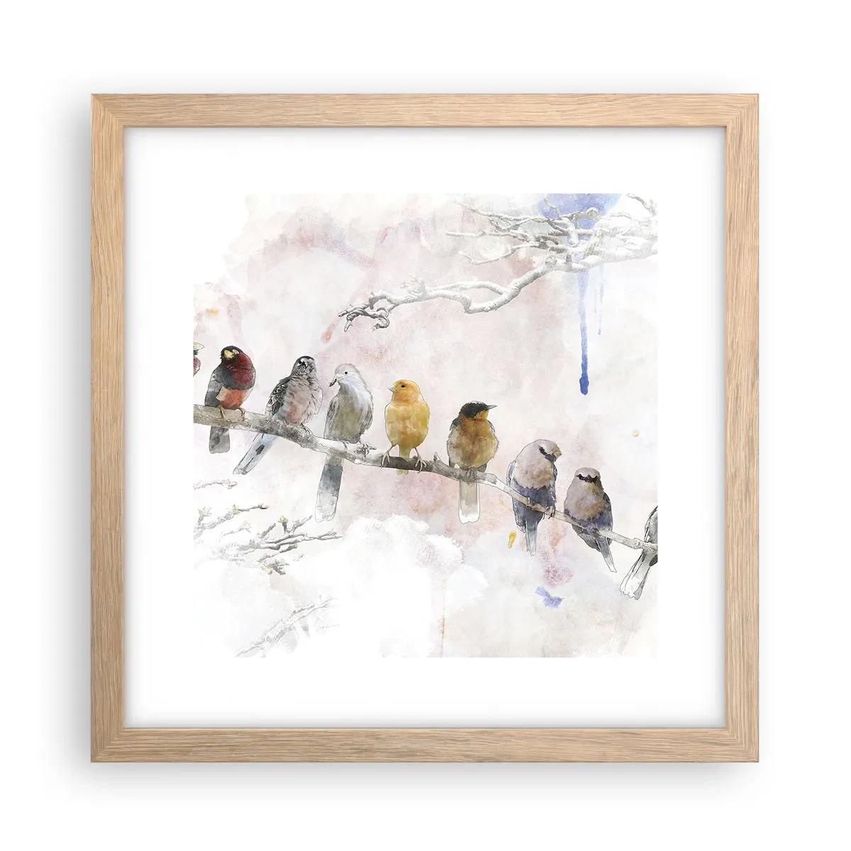 Poszter világos tölgy keretben - Szárnyas találkozó - 30x30 cm