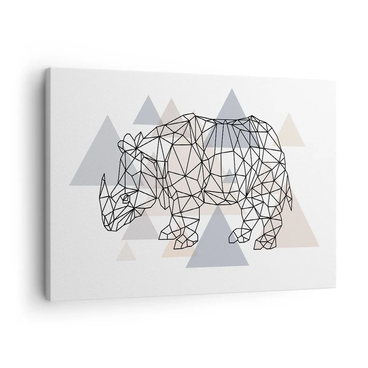 Vászonkép - Geometrikus orrszarvú finom háromszögek hátterében - 70x50cm - Az erő szerkezete - Modern fali dekoráció nappalihoz és hálószobához ARTTOR