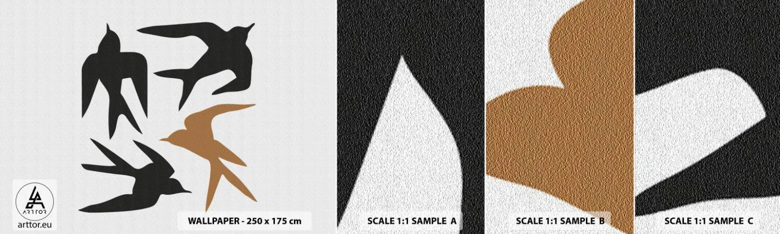 Fotótapéta Minta Standard Eco - Fecske játékok - Boho, Madarak, Minimalizmus - 100x30 cm