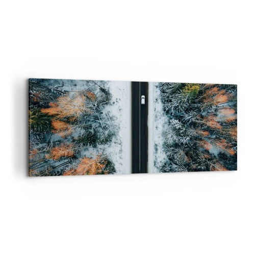 Vászonkép - Átvágni a téli erdőn - 120x50 cm