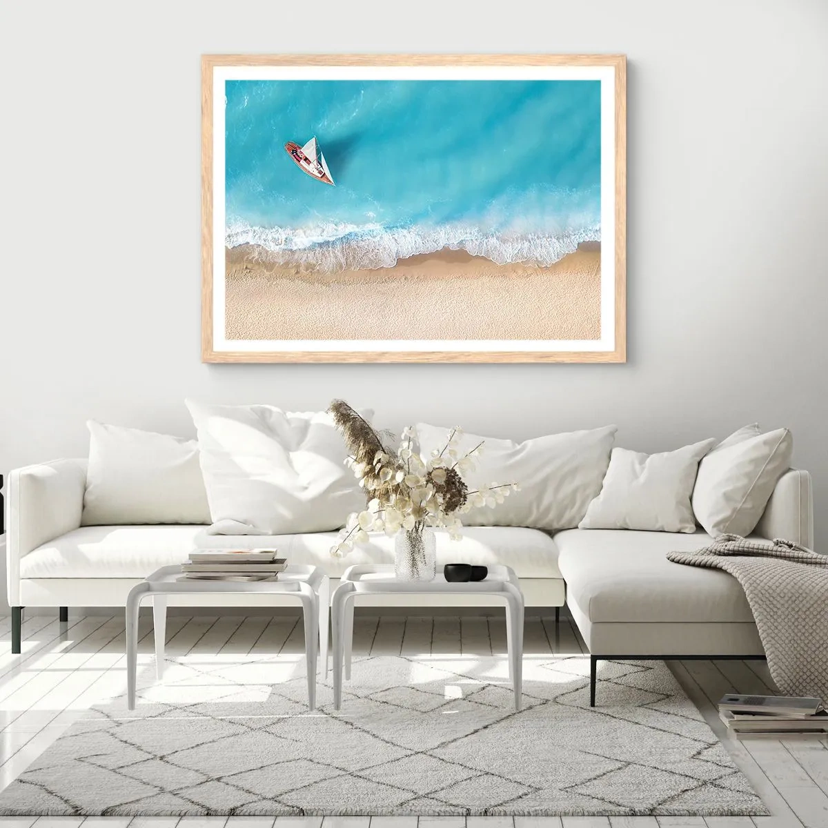 Poszter világos tölgy keretben - A kék és az arany határán - 70x50 cm