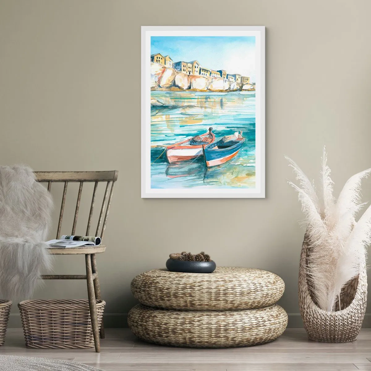 Poszter fekete keretben - Tájkép azúrkéken - 50x70 cm