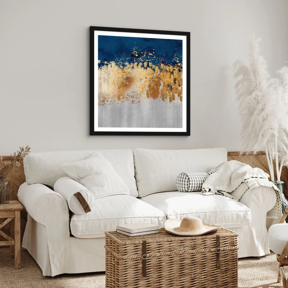 Poszter fehér keretben - Modern kompozíció csillogással - 40x40 cm