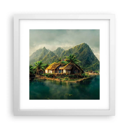 Poszter fekete keretben - Trópusi paradicsom - 30x30 cm