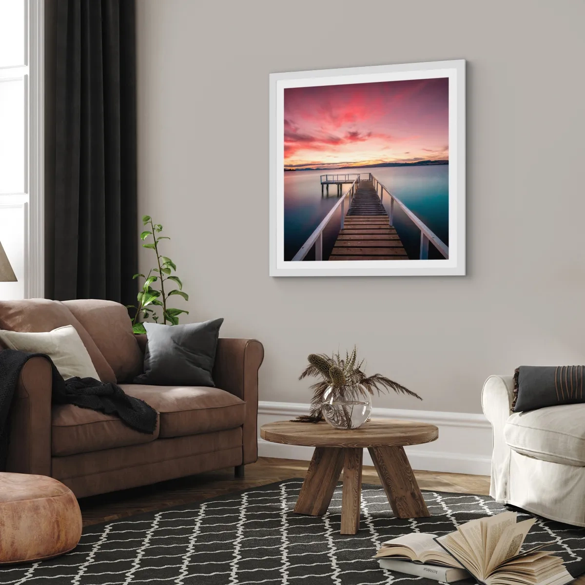 Poszter fekete keretben - Az este szelíd lángja - 30x30 cm