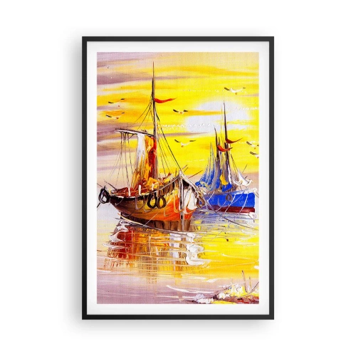 Poszter fehér keretben - Megérdemelt pihenés a kikötőben - 61x91 cm