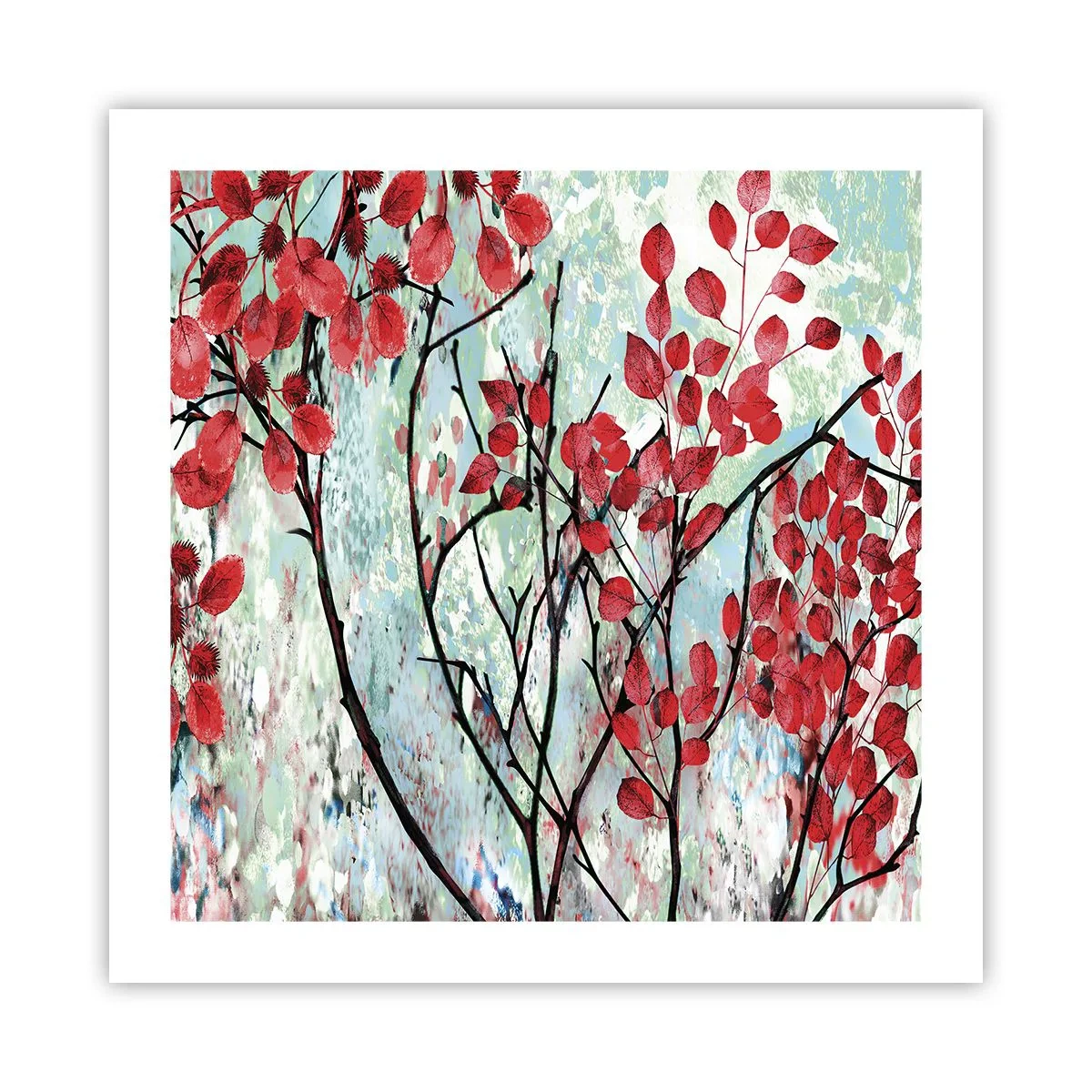 Poszter - Fa skarlát színben - 50x50 cm