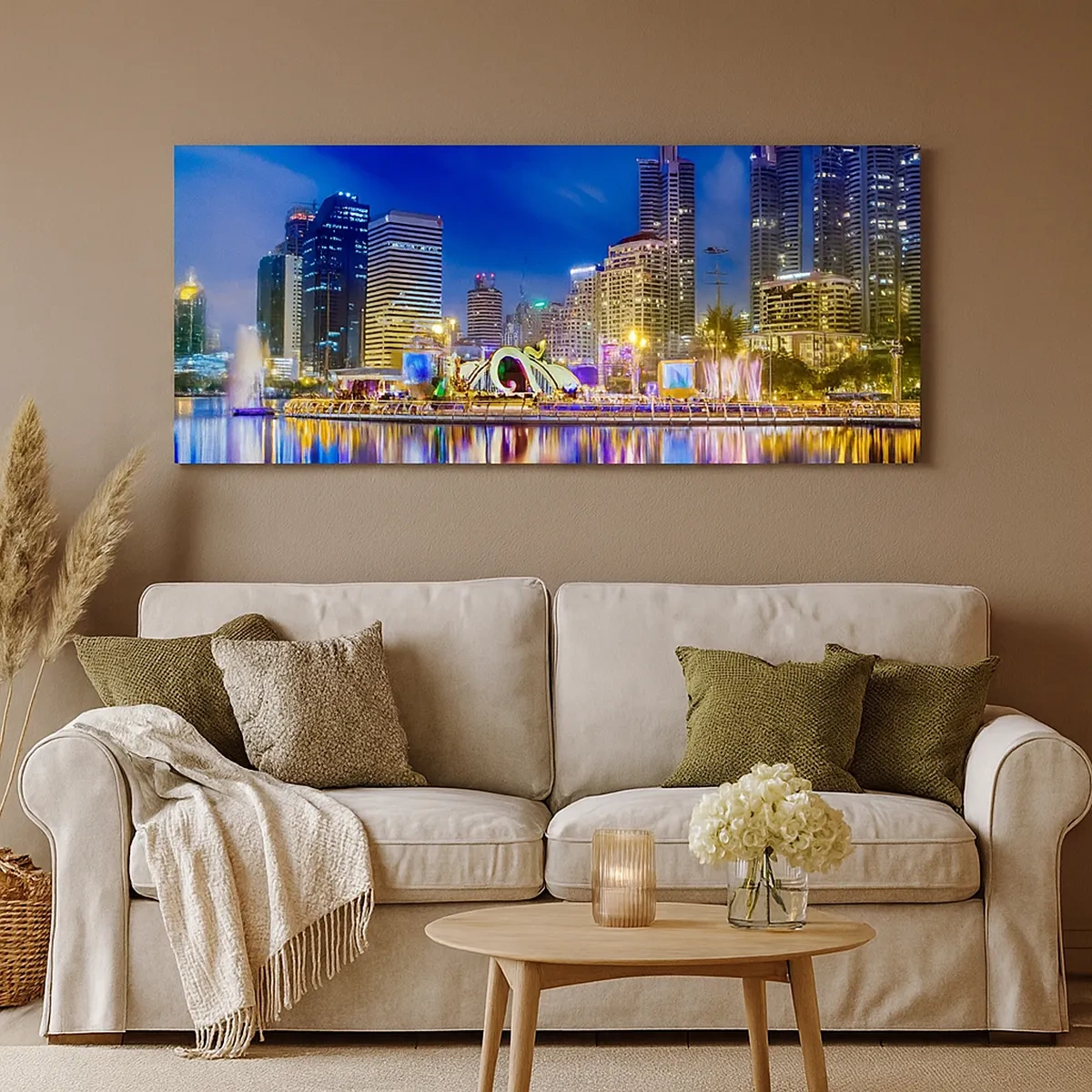 Vászonkép - Metropolis szivárvány éjszakája - 30x30 cm