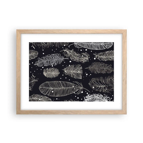 Poszter világos tölgy keretben - Tollas csipke - 40x30 cm