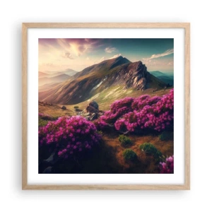 Poszter világos tölgy keretben - Nyár a hegyekben - 50x50 cm