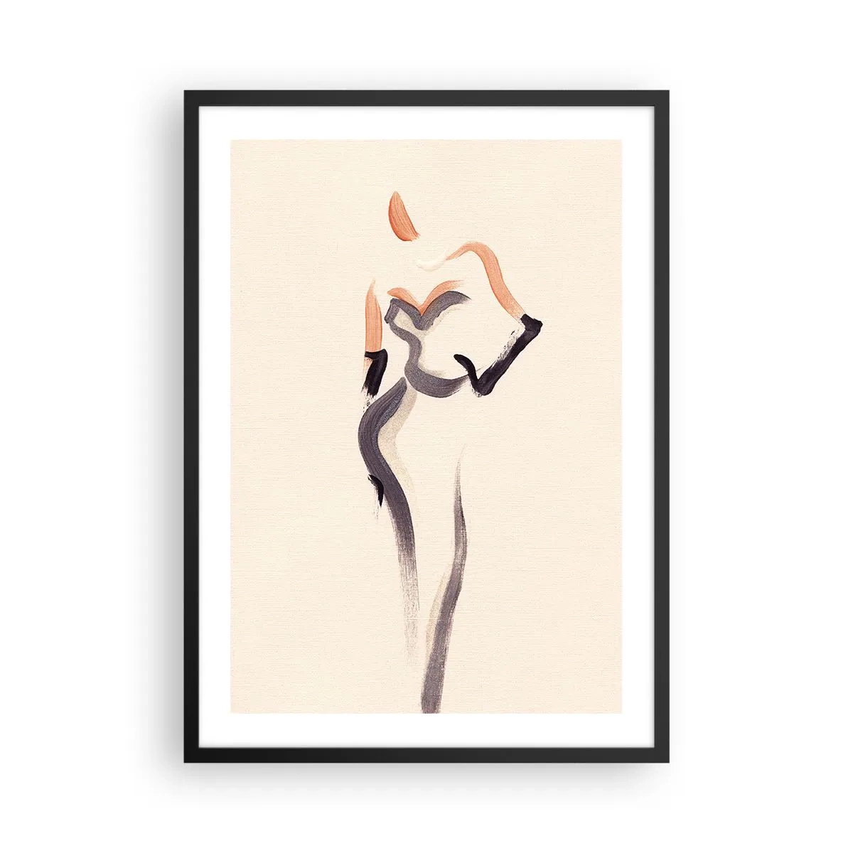 Poszter fehér keretben - Minimalista női sziluett - 50x70cm - Hollywood arany éveiből - Modern fali dekoráció nappalihoz és hálószobához ARTTOR