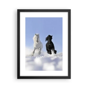 Poszter fehér keretben - Fekete-fehér galopp - 30x40 cm