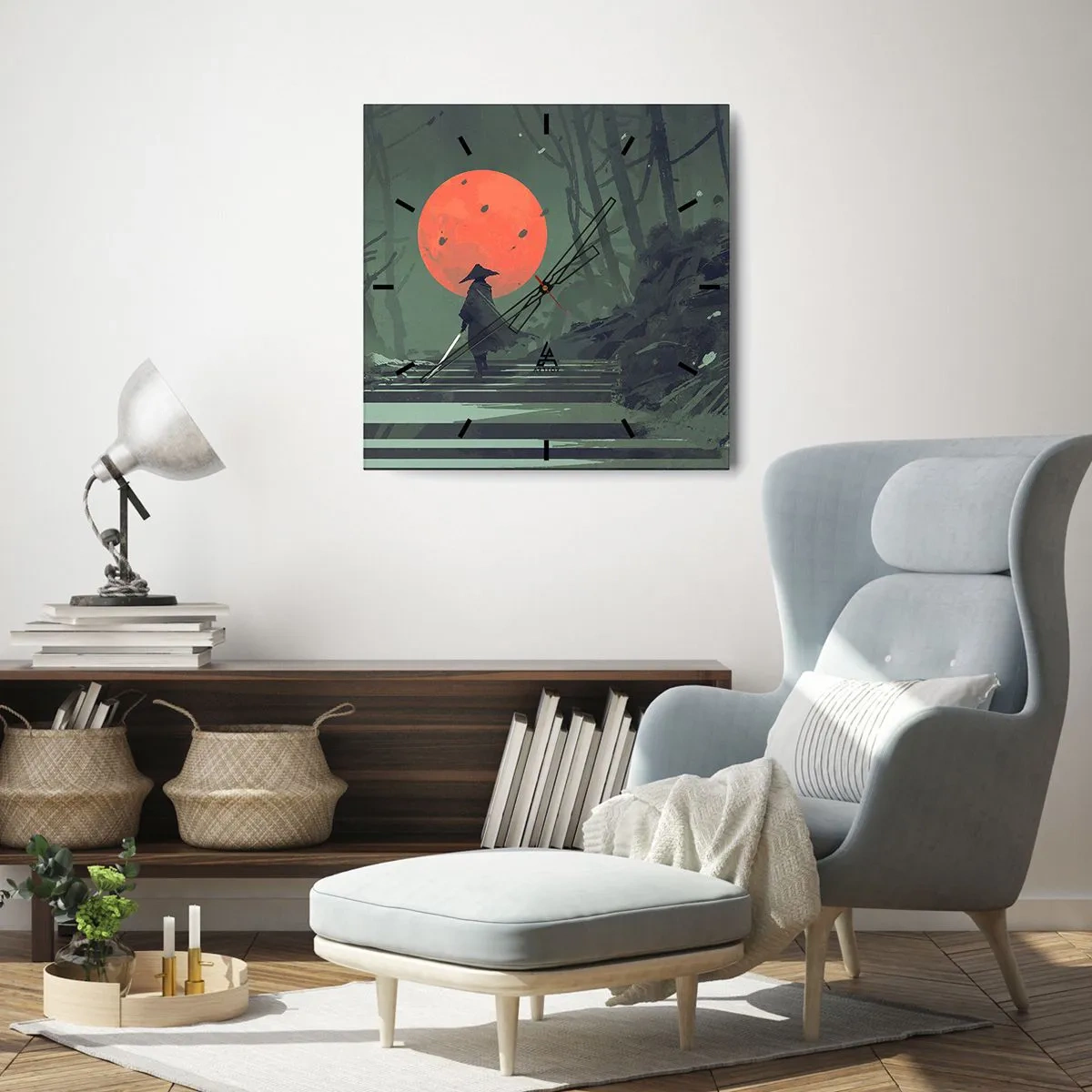 Falióra, Óra - Vörös hold harcosa - 40x40 cm