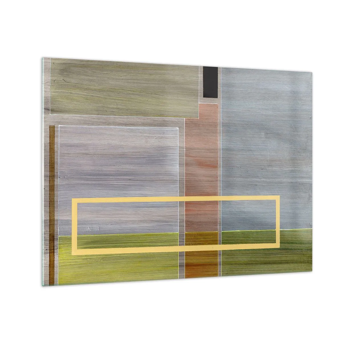 Üveg kép - Modern absztrakció téglalap alakú formákkal és földszínekkel - 70x50cm - Egyszerűen és nyugodtan - Modern fali dekoráció nappalihoz és hálószobához ARTTOR