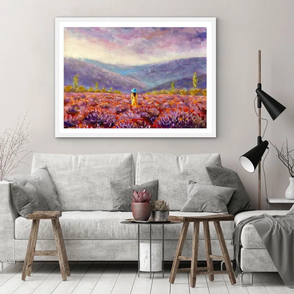 Poszter fekete keretben - A levendula világában - 40x30 cm