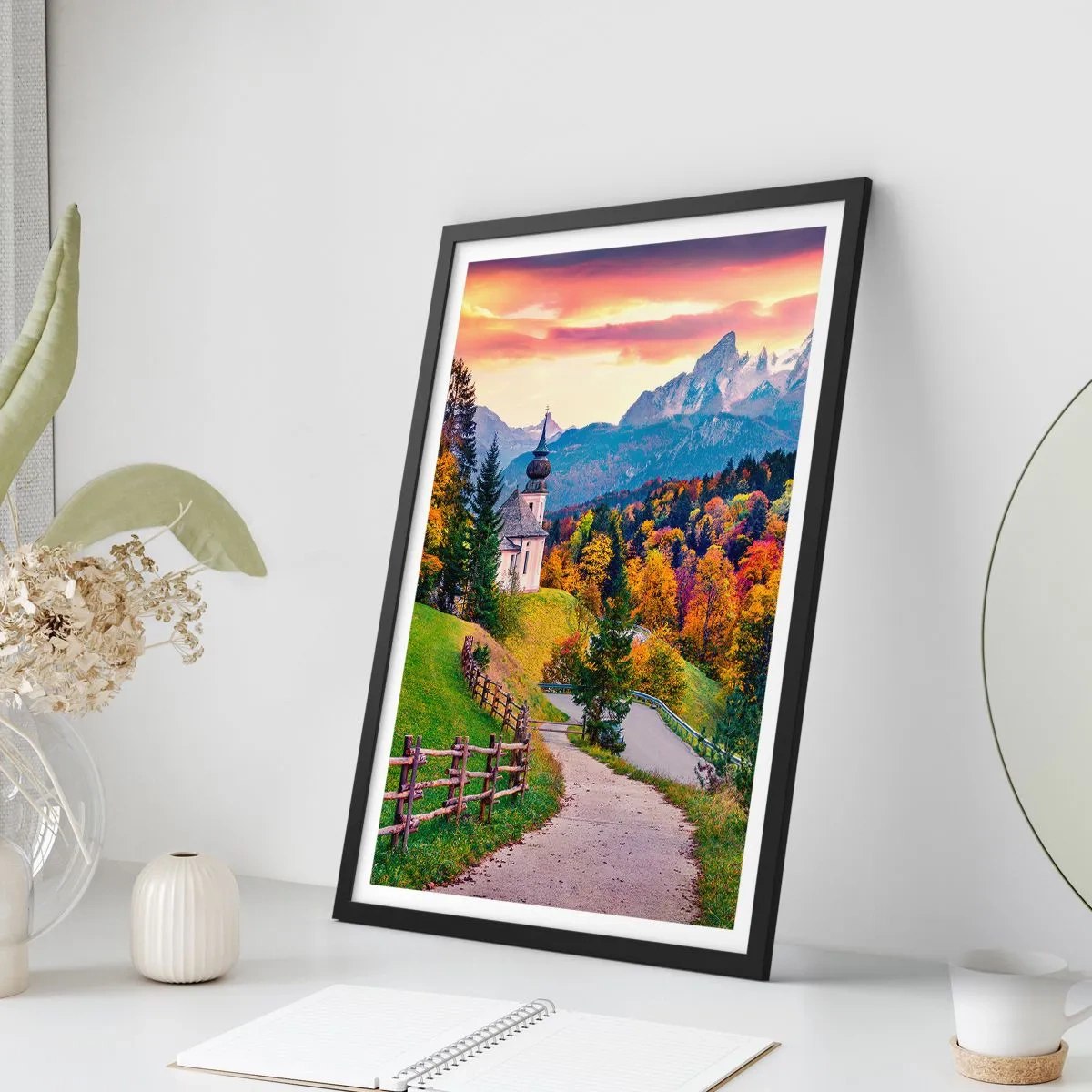 Poszter fehér keretben - Tájképszerű festmény - 40x50 cm