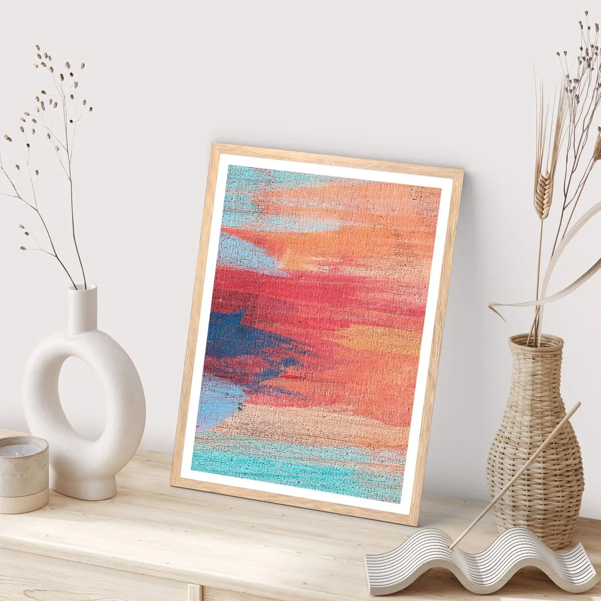 Poszter világos tölgy keretben - Szivárványon kiúszva - 70x100 cm