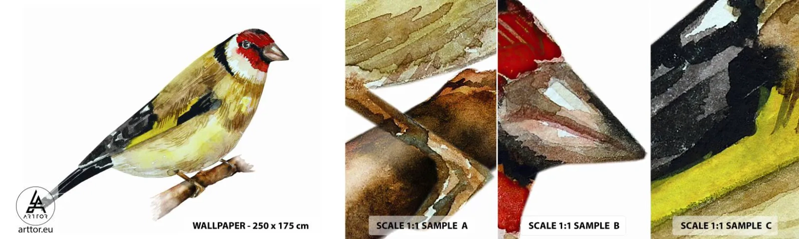 Fotótapéta Minta Öntapadós Deluxe Sticker - Madárportré - Tengelice, Madár, Darab - 100x30 cm